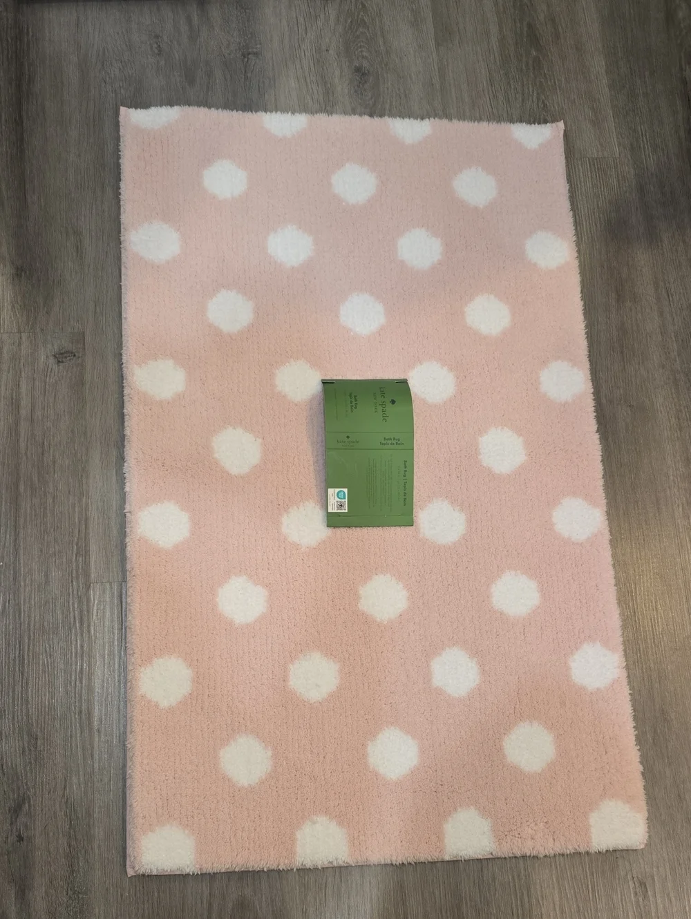 Kate Spade New York Pink and White Polka Dot Plush 21 X 34 Bath Rug